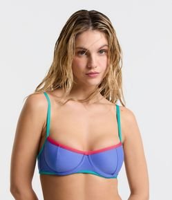 Biquíni Top Meia Taça em Microfibra com Viés Contrastante