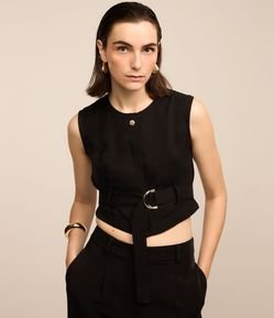 Colete Alfaiatado com Cinto Fivela e Passantes