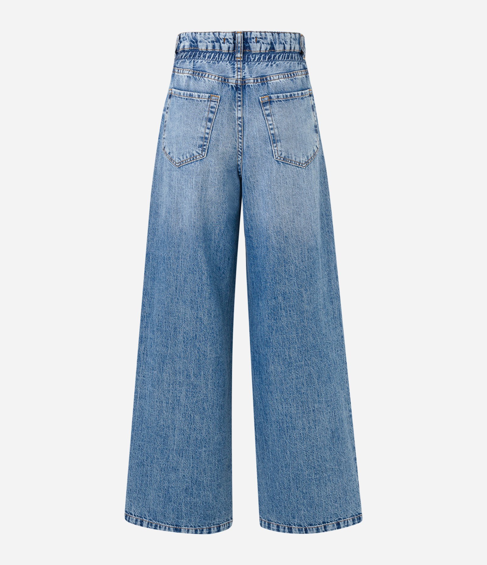 Calça Wide Leg em Jeans Marmorizado com Cós Clochard Azul 6