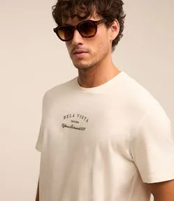 Camiseta em Algodão com Estampa Lettering