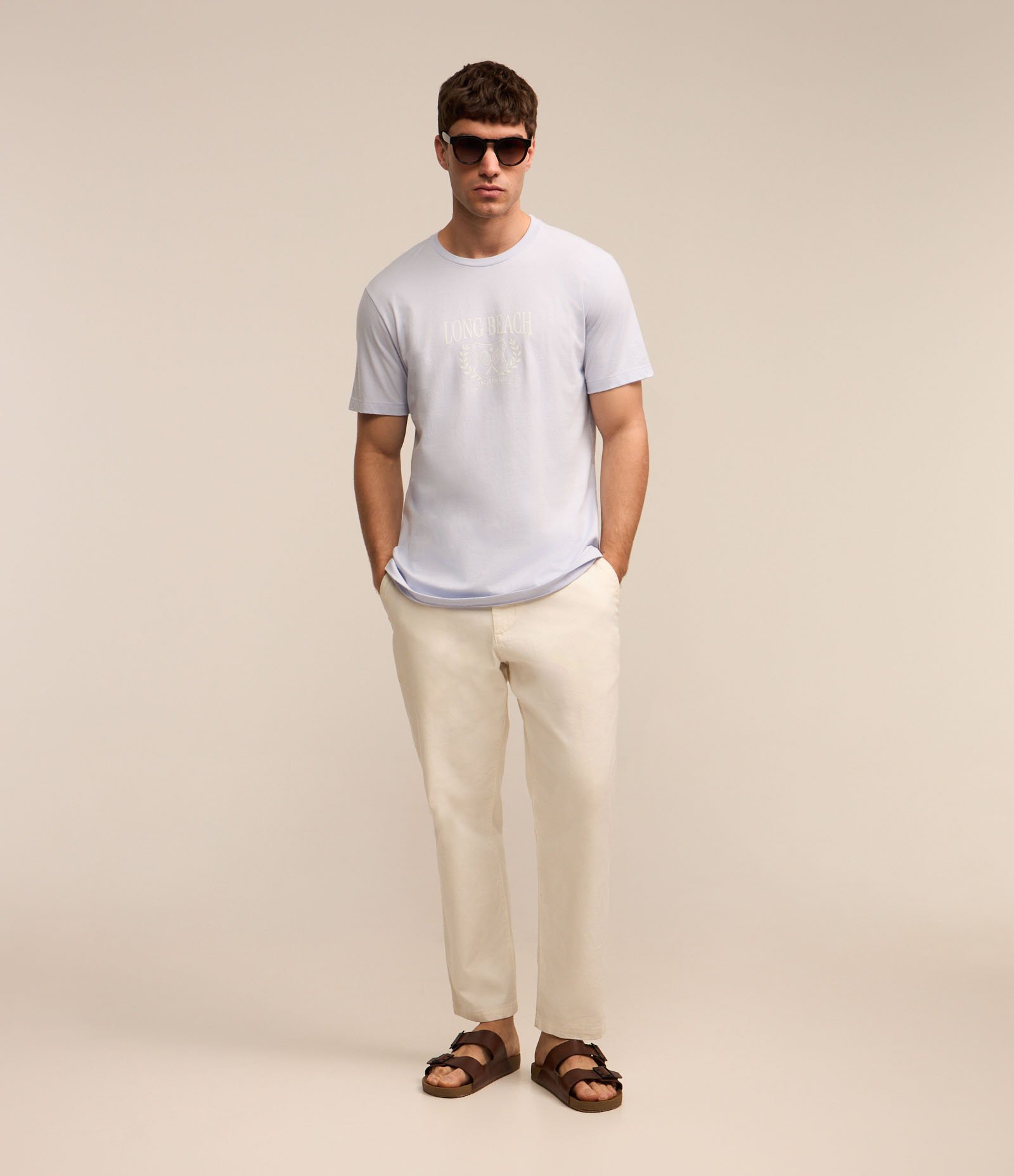 Camiseta em Algodão com Estampa Lettering Azul 2