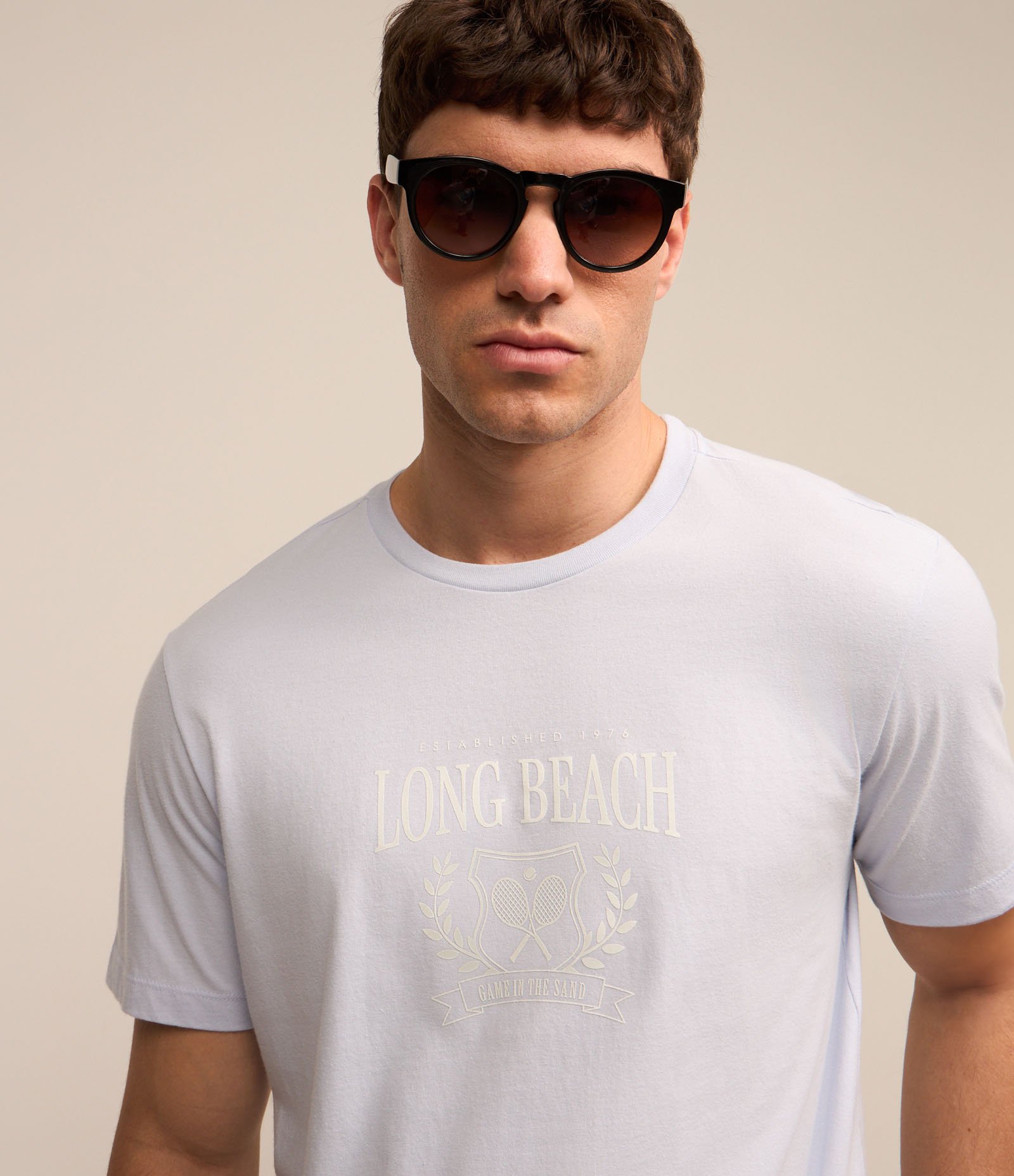 Camiseta em Algodão com Estampa Lettering Azul 4