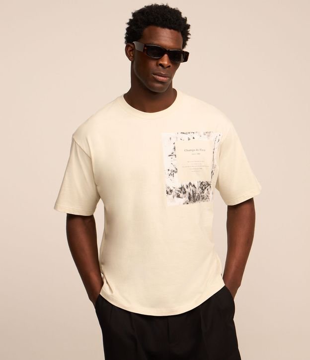 Camiseta em Algodão com Textura e Estampa Photo