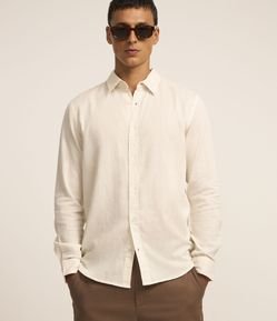 Camisa em Algodão com Textura em Listras Verticais