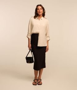 Saia Reta com Cós Elástico e Texturas