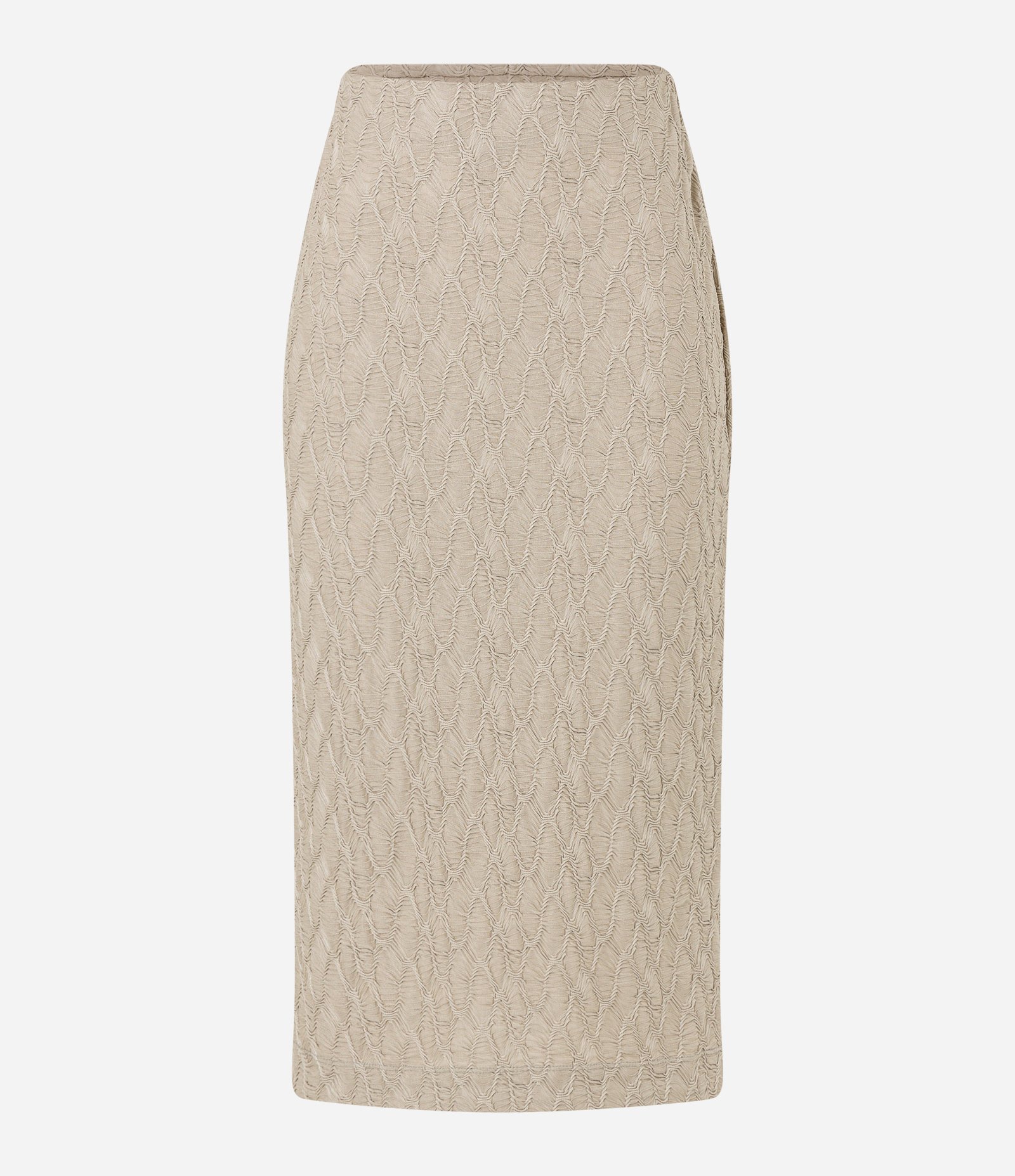 Saia Reta com Cós Elástico e Texturas Bege 5