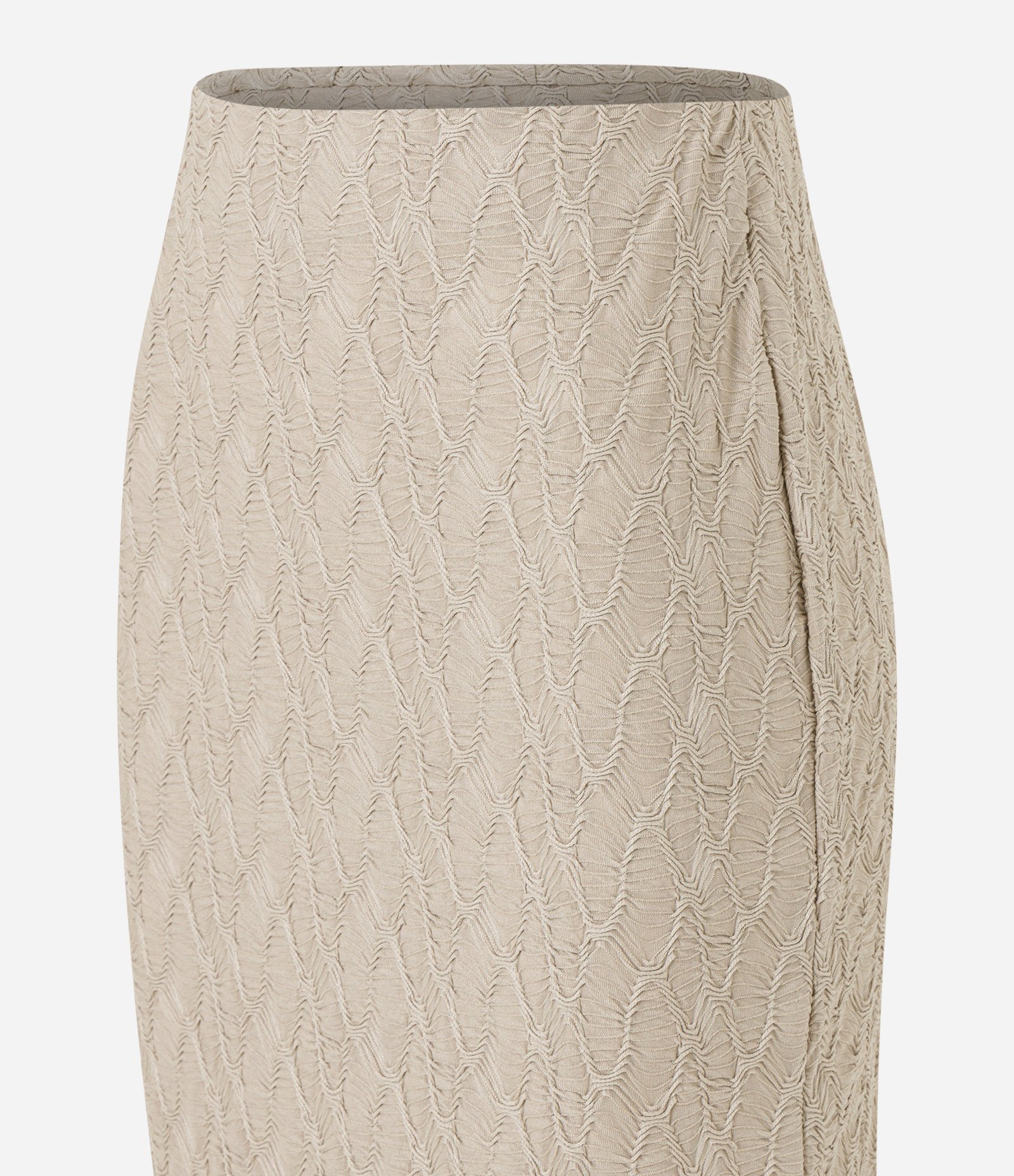 Saia Reta com Cós Elástico e Texturas Bege 6