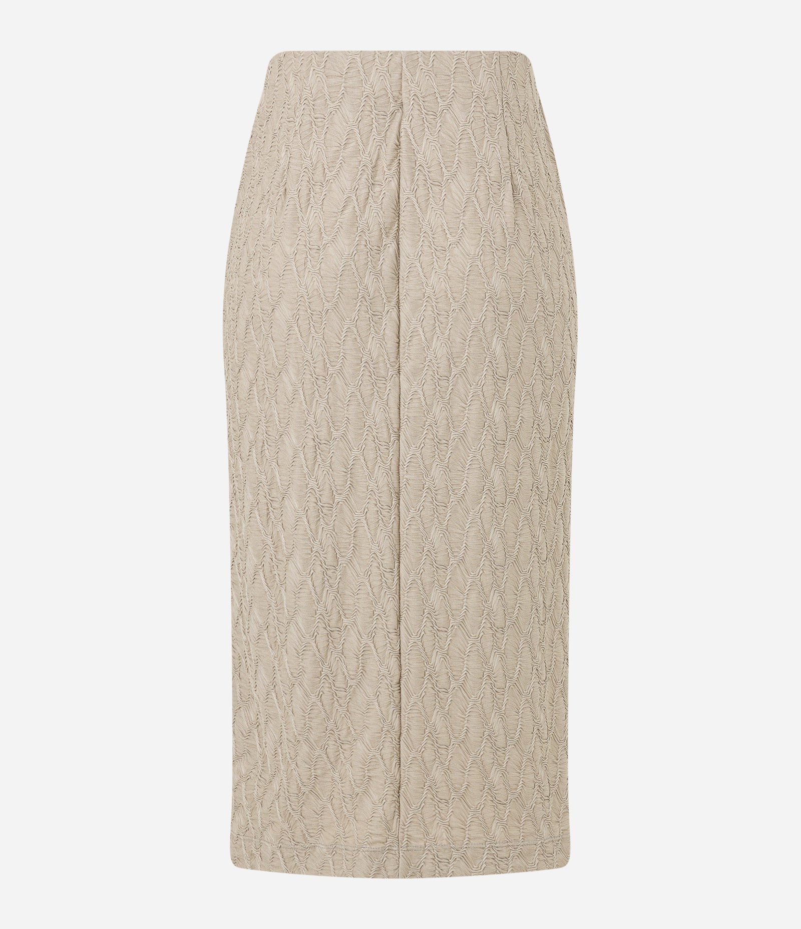 Saia Reta com Cós Elástico e Texturas Bege 7