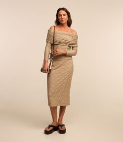 Saia Reta com Cós Elástico e Texturas