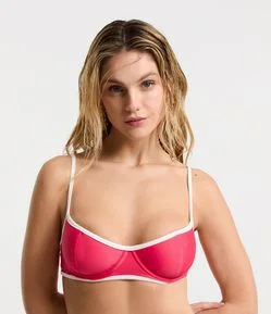 Biquíni Top Meia Taça em Microfibra com Viés Contrastante