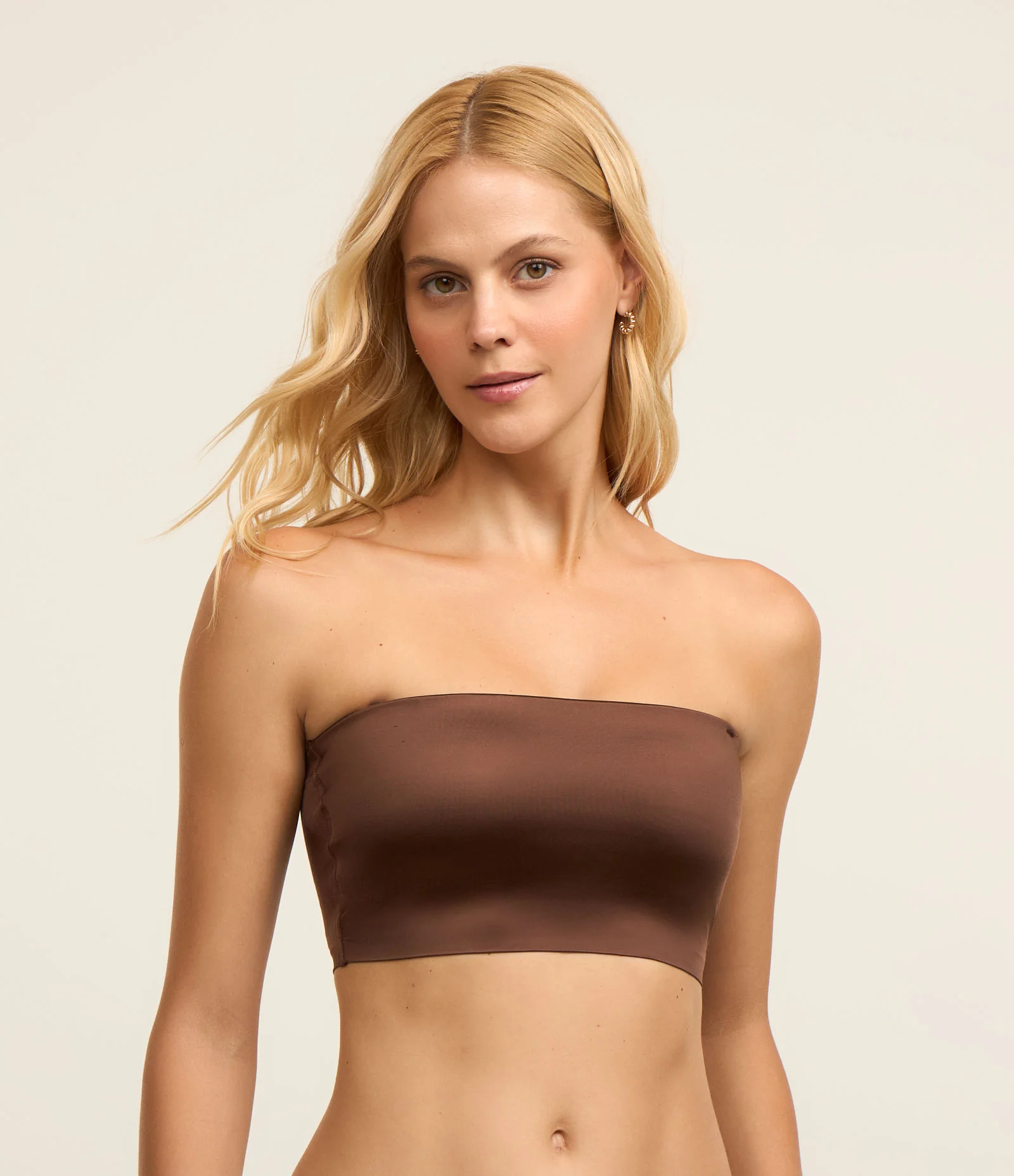 Sutiã Top com em Microfibra e Alças Finas Removíveis Marrom 5