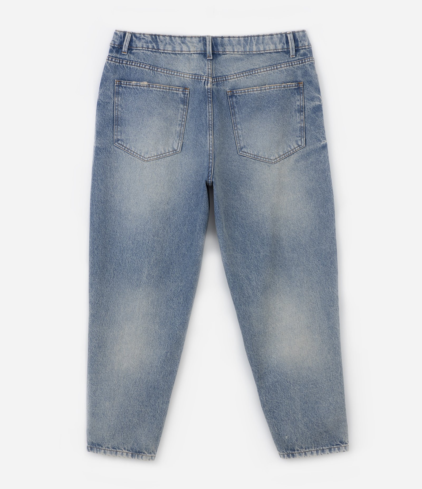 Calça Mom Jeans com Rasgos e Lavagem Dirty Curve & Plus Size Azul 7