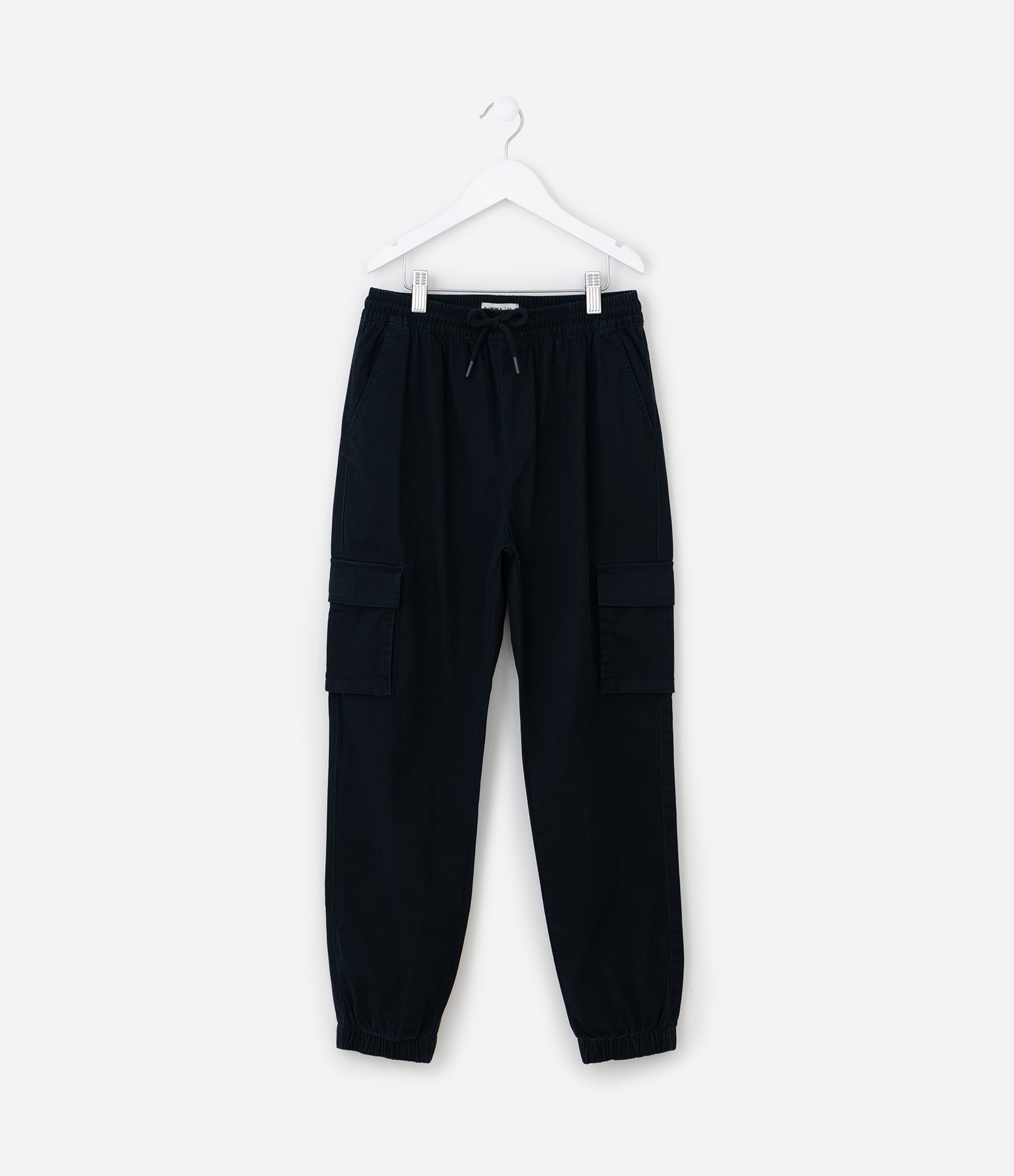 Calça Jogger Infantil com Bolsos Cargo - Tam 5 a 14 anos Preto 1