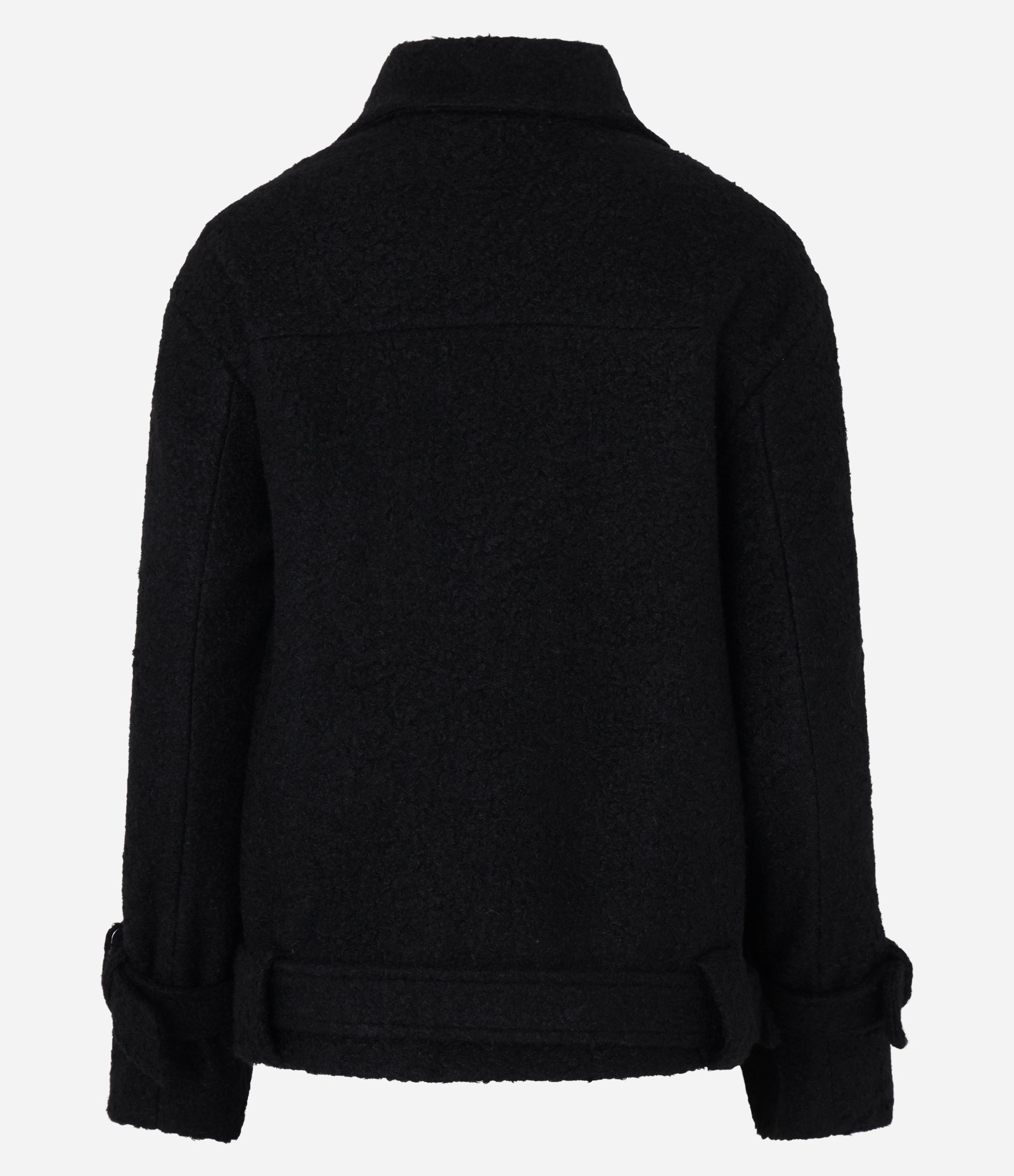 Jaqueta  em Bouclé com Fivela no Punho e Barra Preto 8