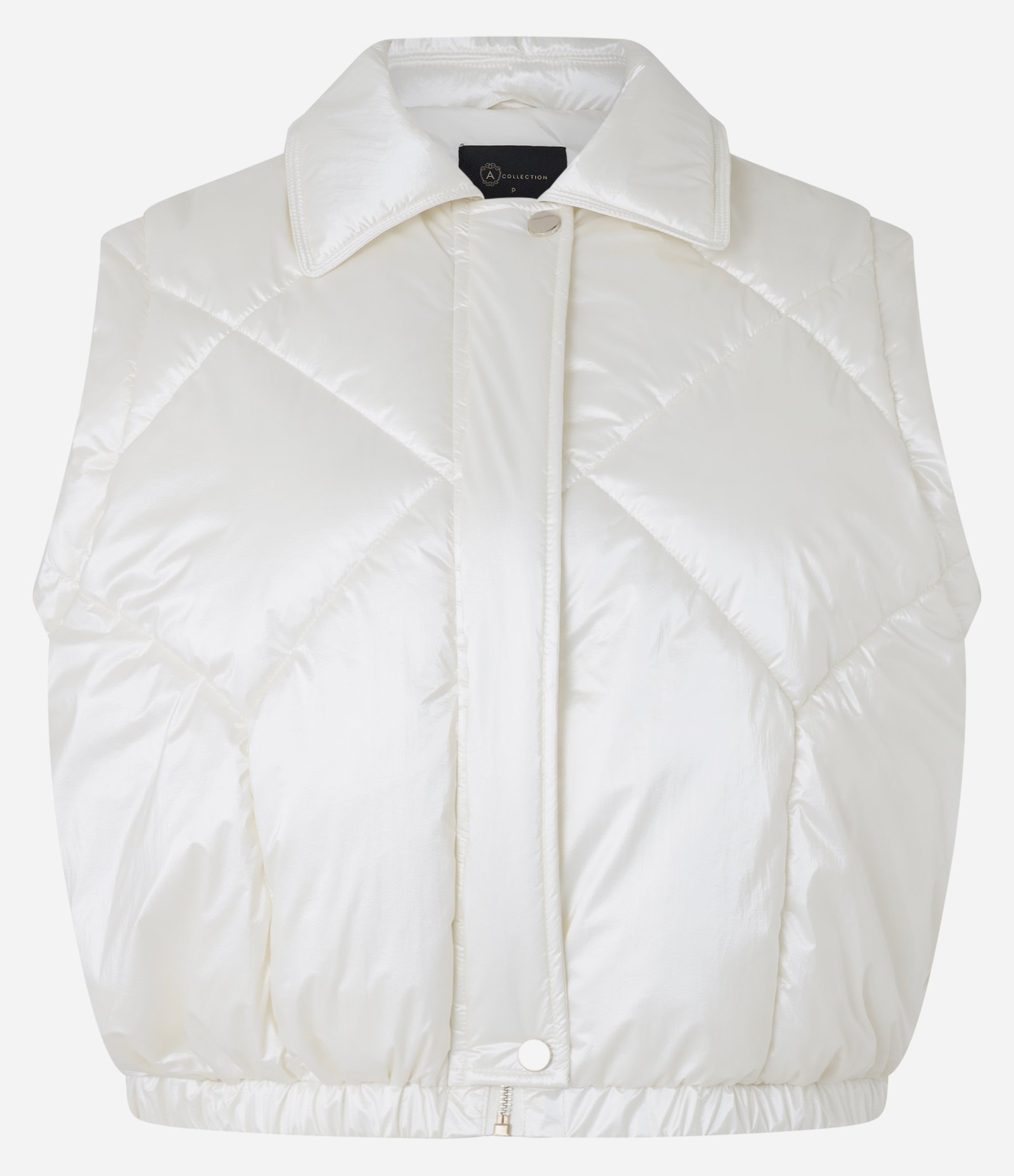 Jaqueta Puffer em PU com Textura Matelassê e Manga Removível Branco 11