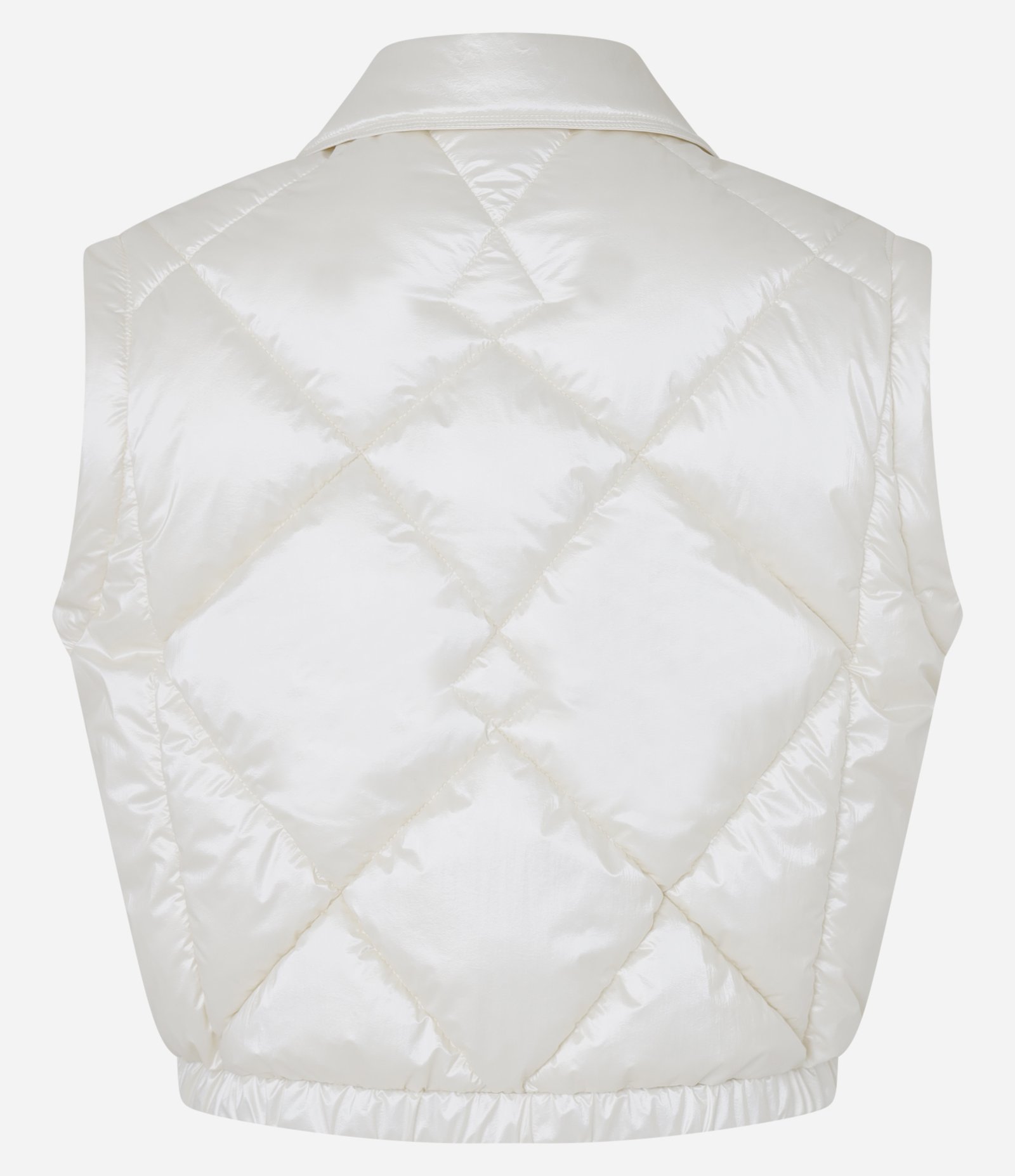 Jaqueta Puffer em PU com Textura Matelassê e Manga Removível Branco 12
