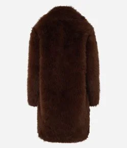 Casaco Alongado Peluciado com Lapela na Gola