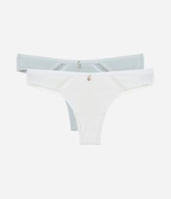 Kit 2 Calcinhas Biquíni Fio Duplo em Viscose com Renda