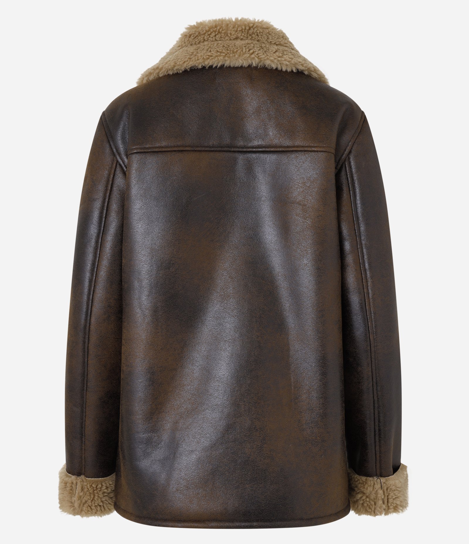 Jaqueta Alongada em PU com Pelo no Forro e Gola Marrom 10