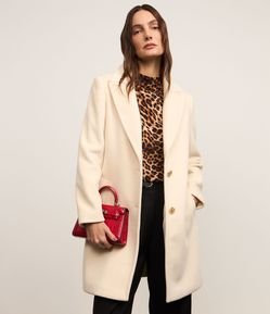 Casaco Alongado Decote com Lapela e Abotoamento Duplo