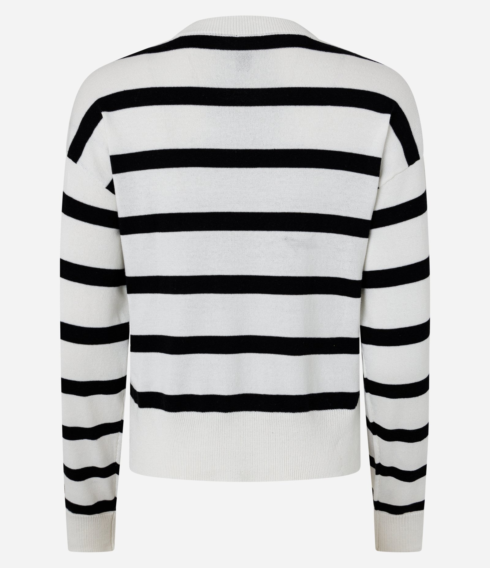 Suéter Boxy Básico em Tricô com Listras Branco/Preto 5