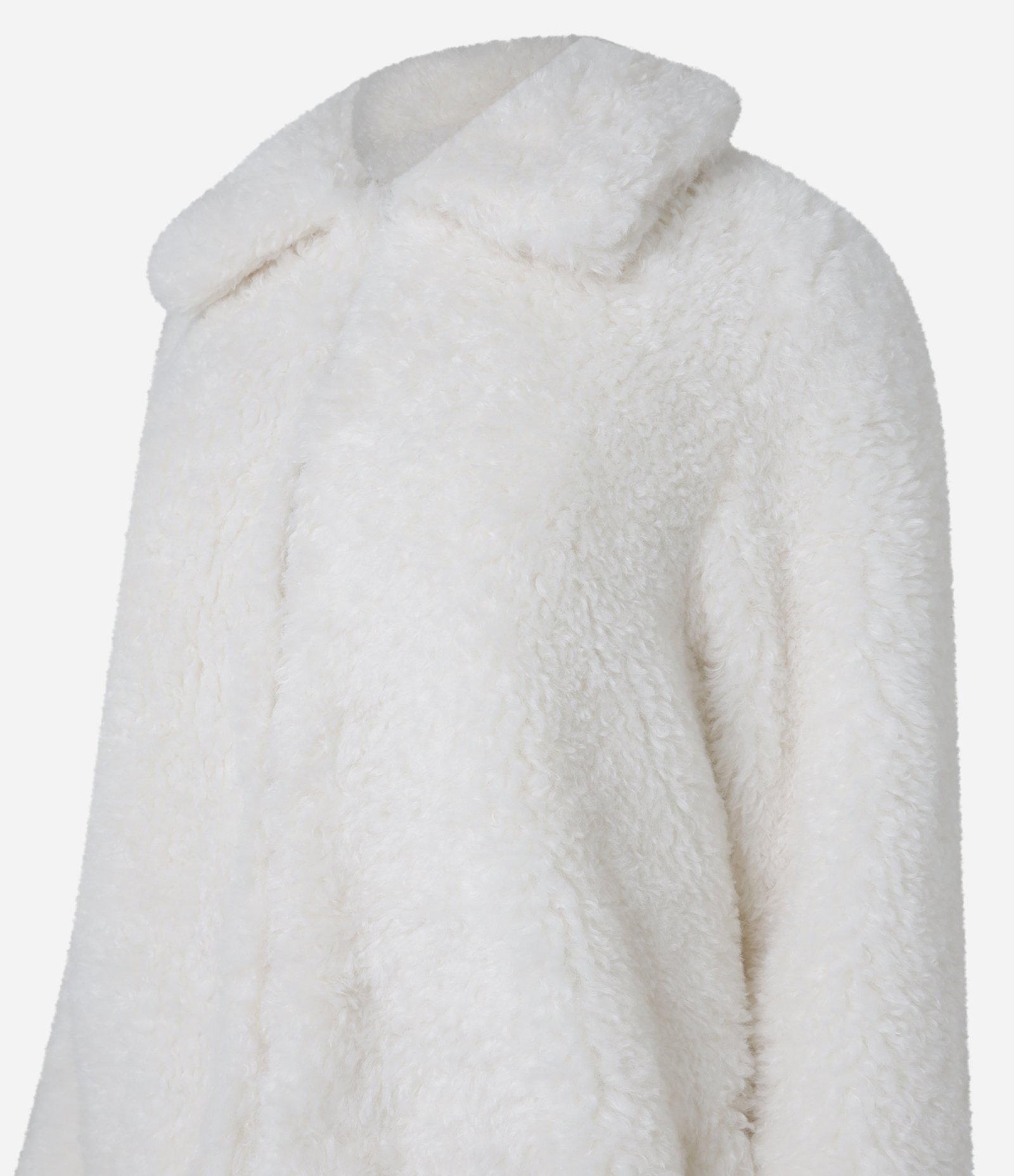 Casaco Alongado com Pelos e Lapela na Gola Off White 2