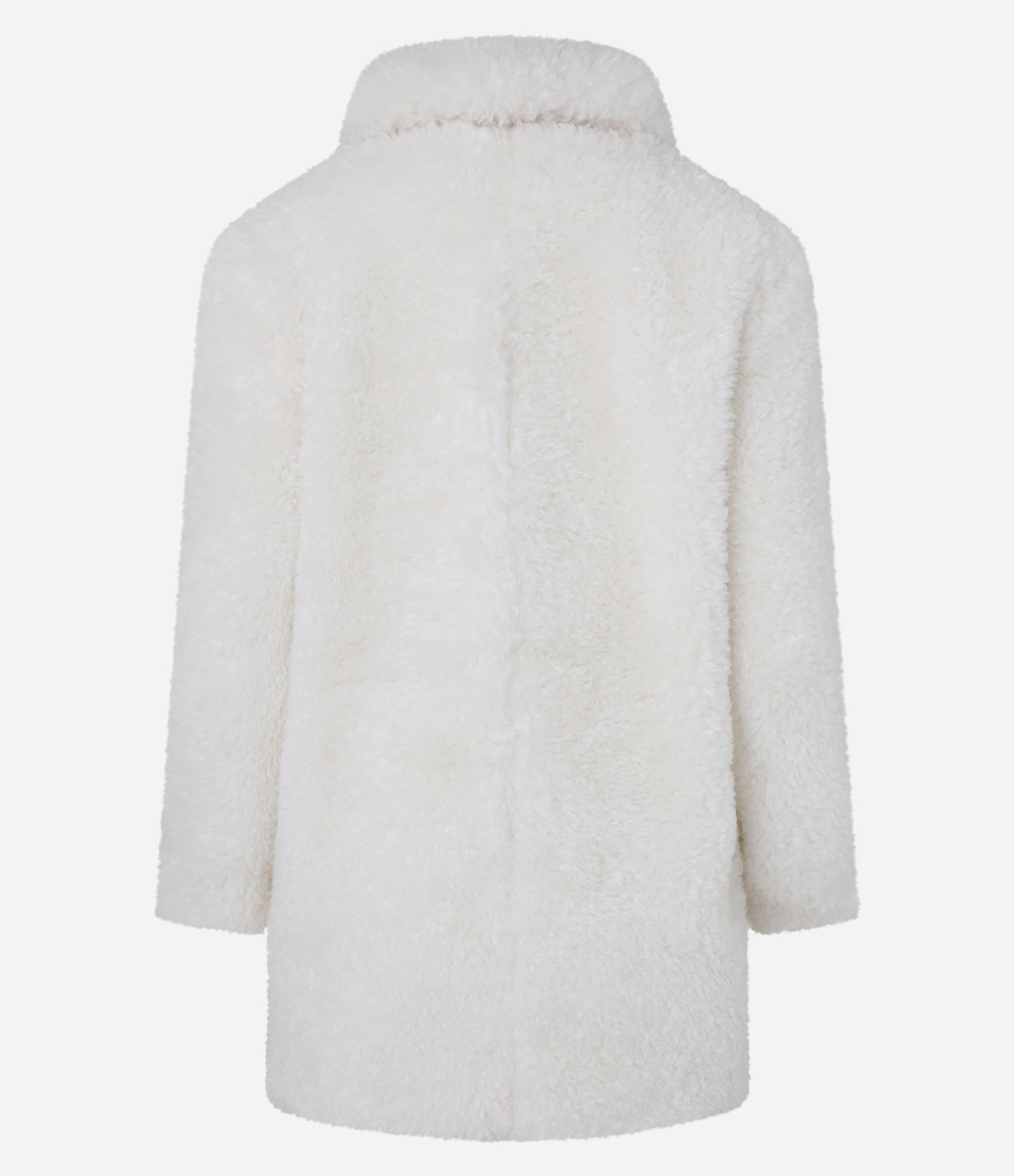 Casaco Alongado com Pelos e Lapela na Gola Off White 3