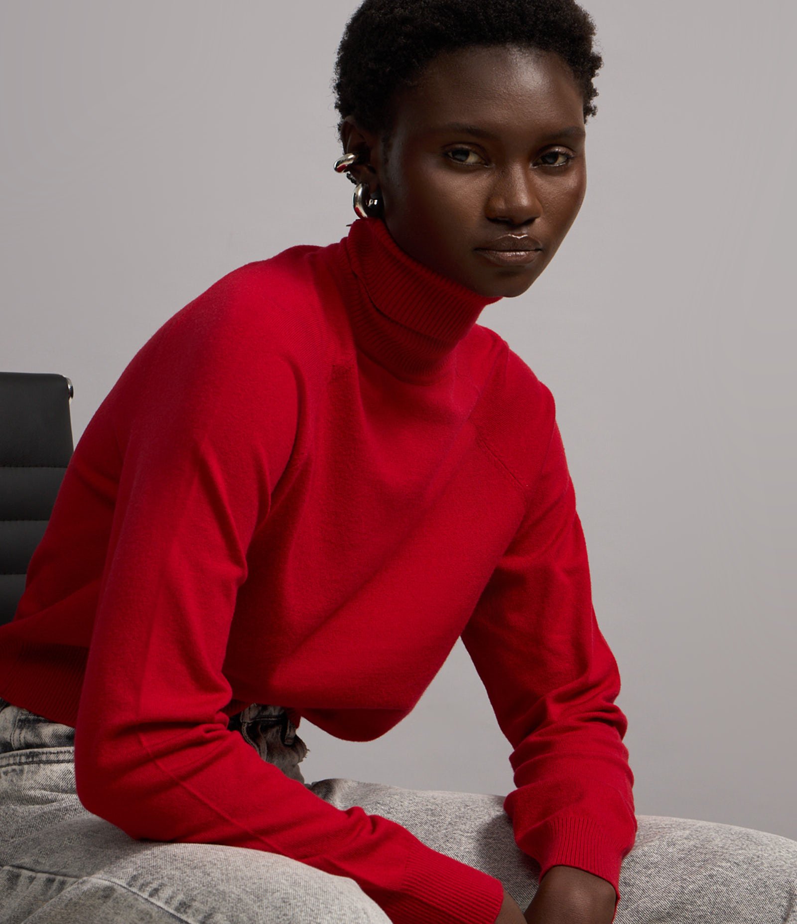 Blusa em Tricô com Gola Alta e Manga Longa Vermelho 4