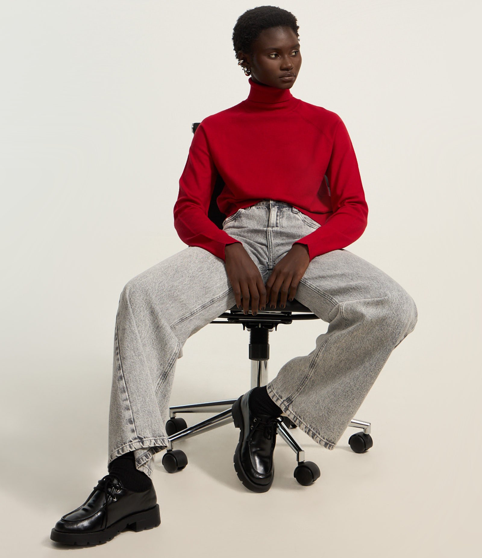 Blusa em Tricô com Gola Alta e Manga Longa Vermelho 2