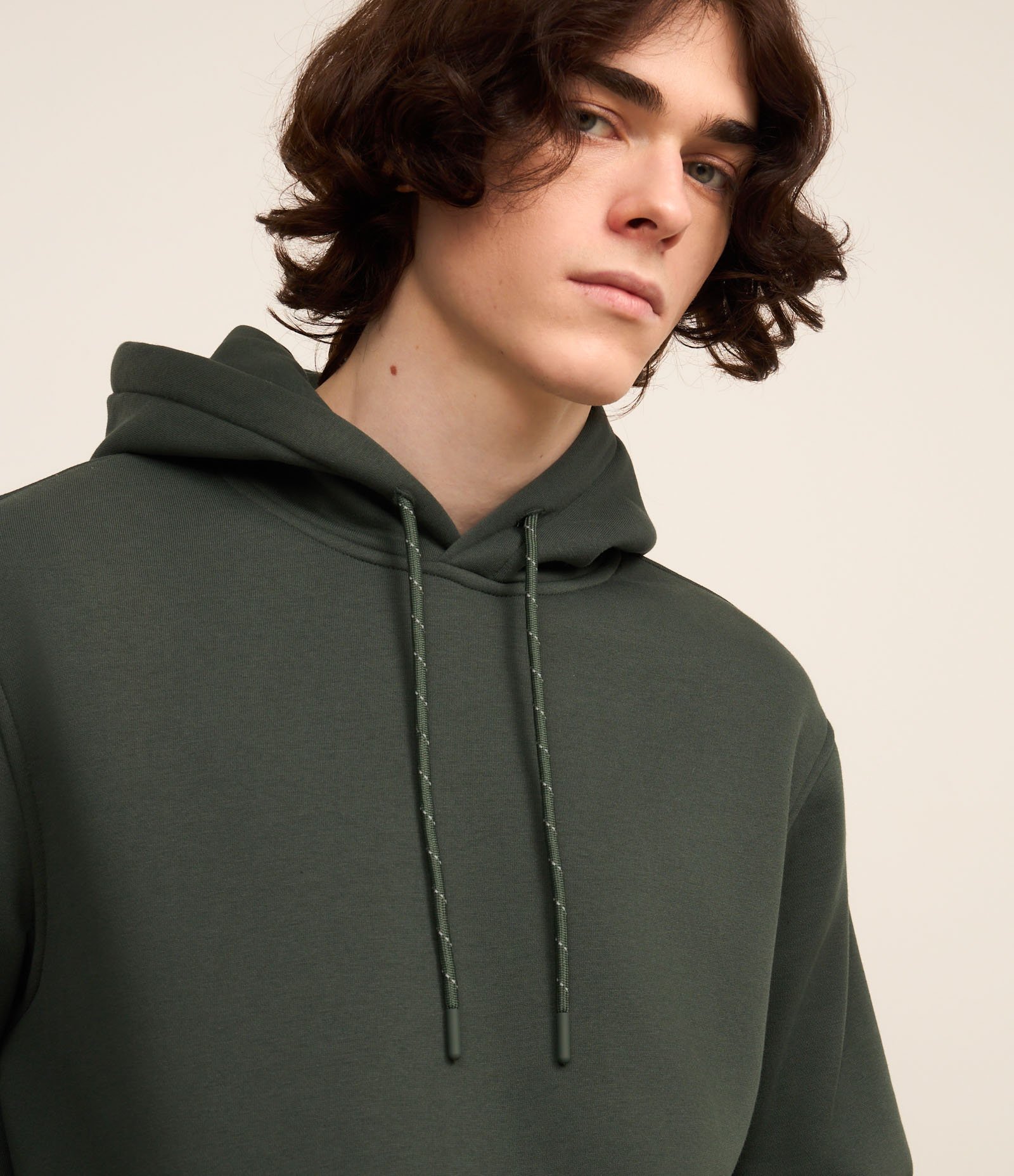 Blusão Fechado Comfort em Moletom com Capuz Verde 4