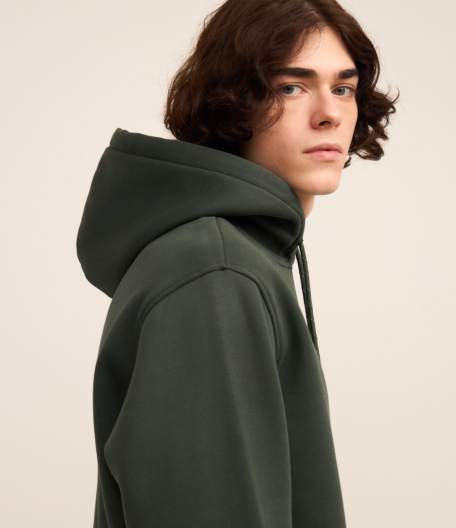 Blusão Fechado Comfort em Moletom com Capuz Verde 3