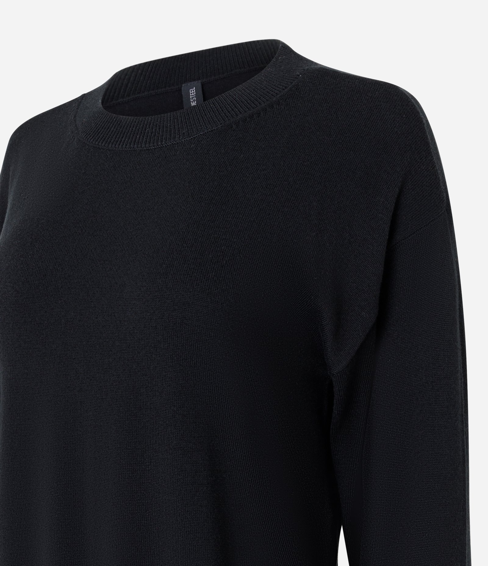 Suéter Boxy em Tricô com Gola Redonda Preto 5