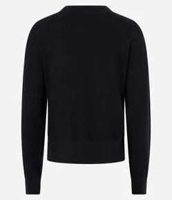 Suéter Boxy em Tricô com Gola Redonda