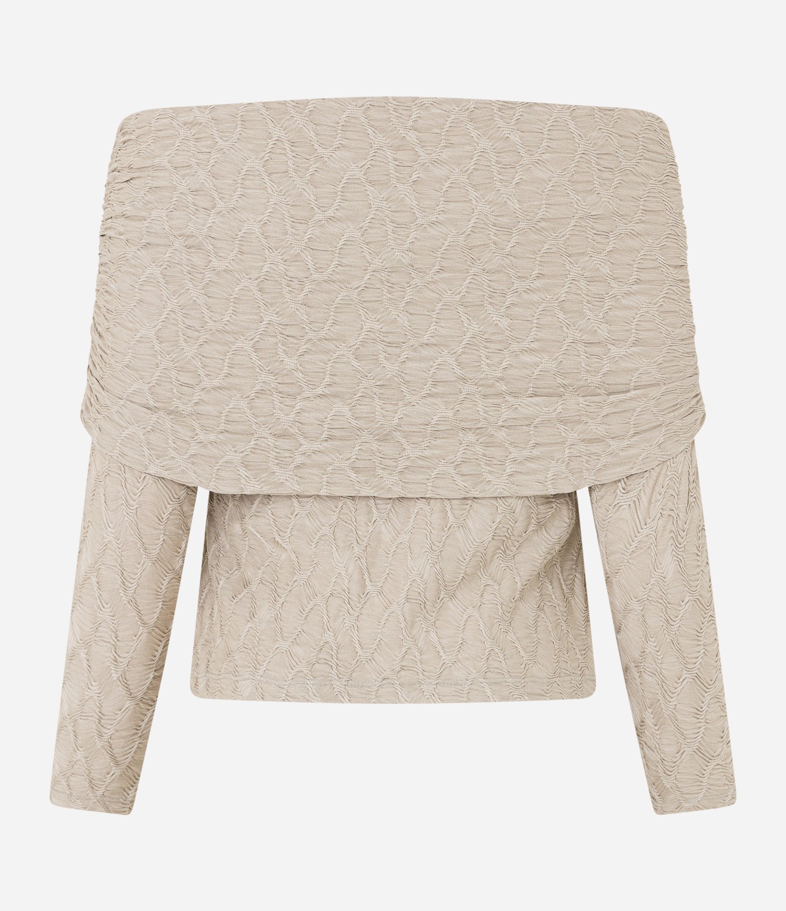 Blusa Ombro a Ombro Ajustada em Tecido Texturizado Bege 7