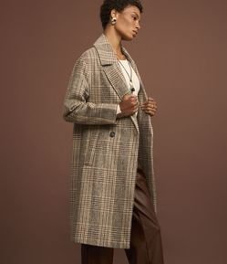 Casaco Trench Coat em Polivelour Xadrez