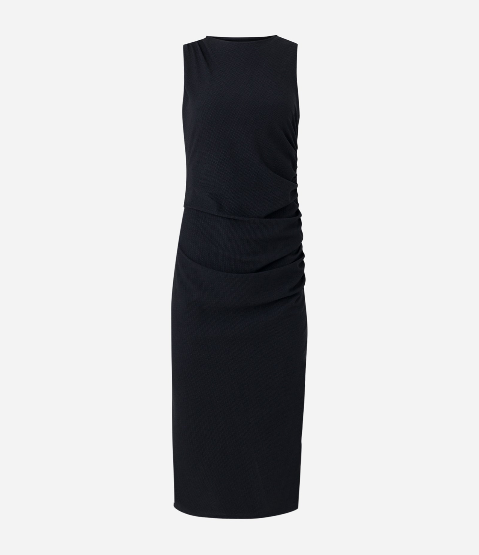 Vestido Midi sem Manga com Detalhe Drapeado Lateral Preto 6