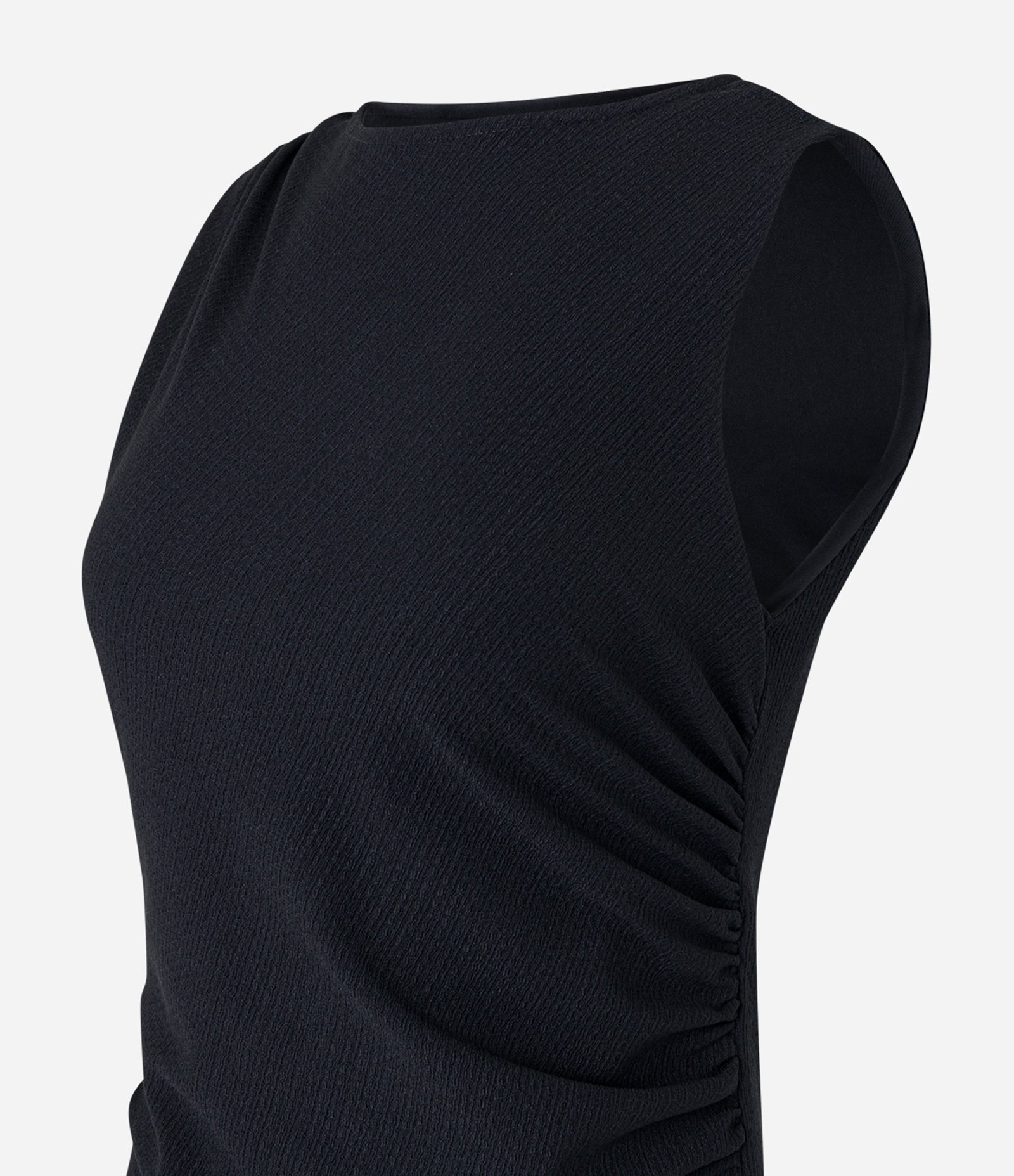 Vestido Midi sem Manga com Detalhe Drapeado Lateral Preto 7