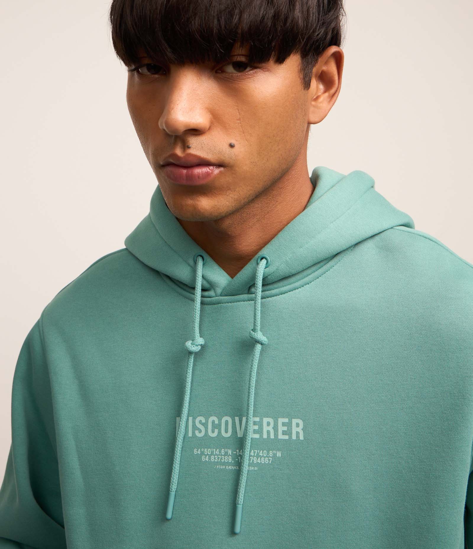 Blusão Comfort em Moletom com Estampa Lettering e Capuz Verde 3