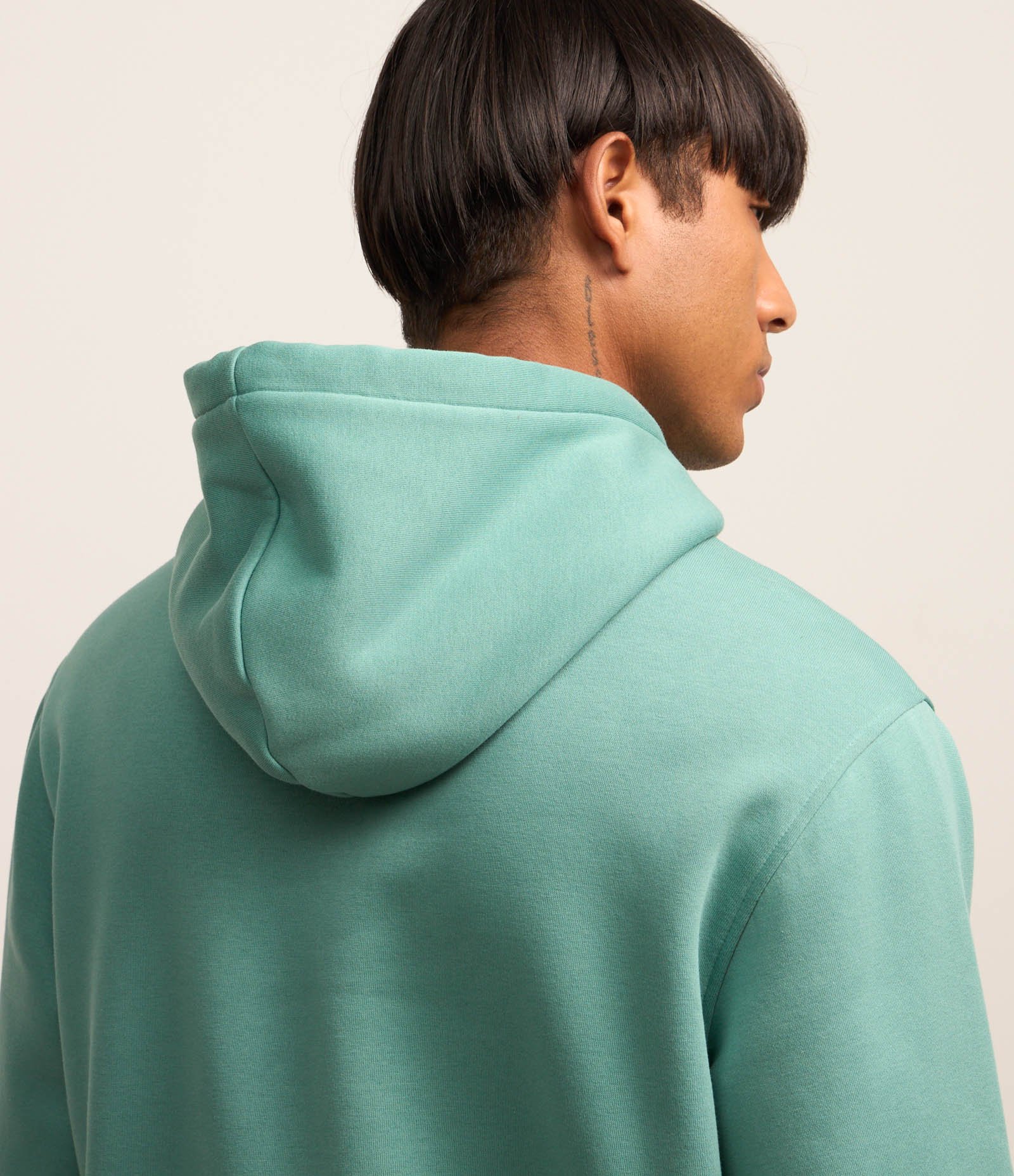 Blusão Comfort em Moletom com Estampa Lettering e Capuz Verde 4