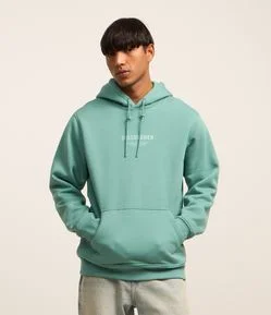 Blusão Comfort em Moletom com Estampa Lettering e Capuz