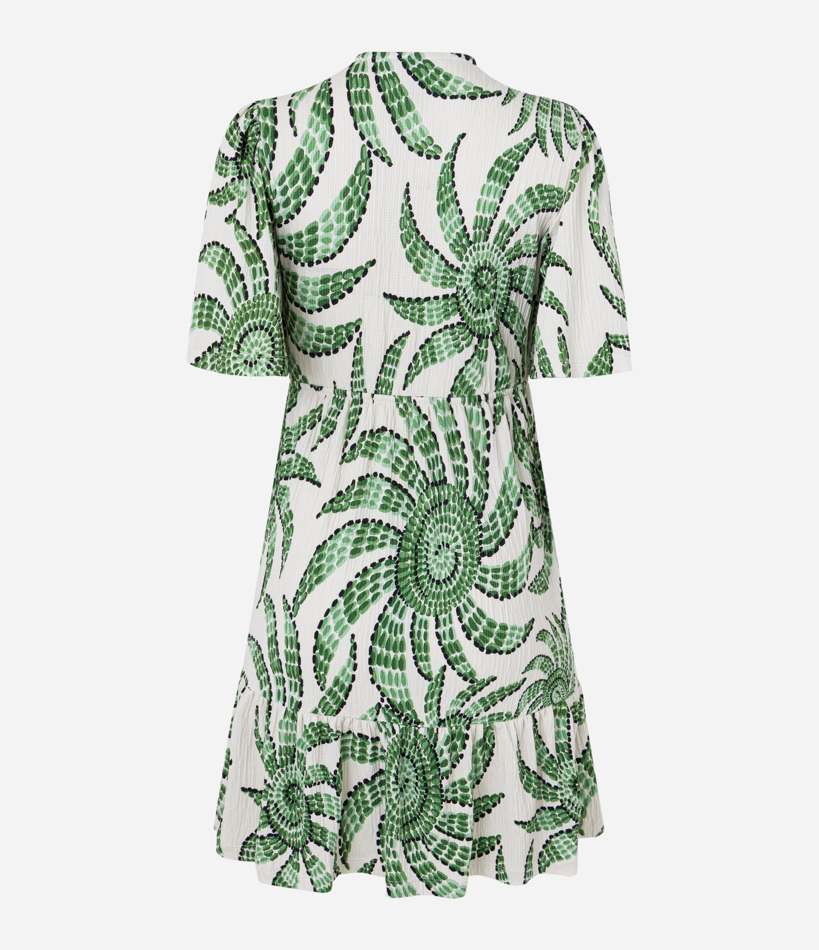 Vestido Curto em Viscose Texturizado com Estampa Floral Branco/Verde 6