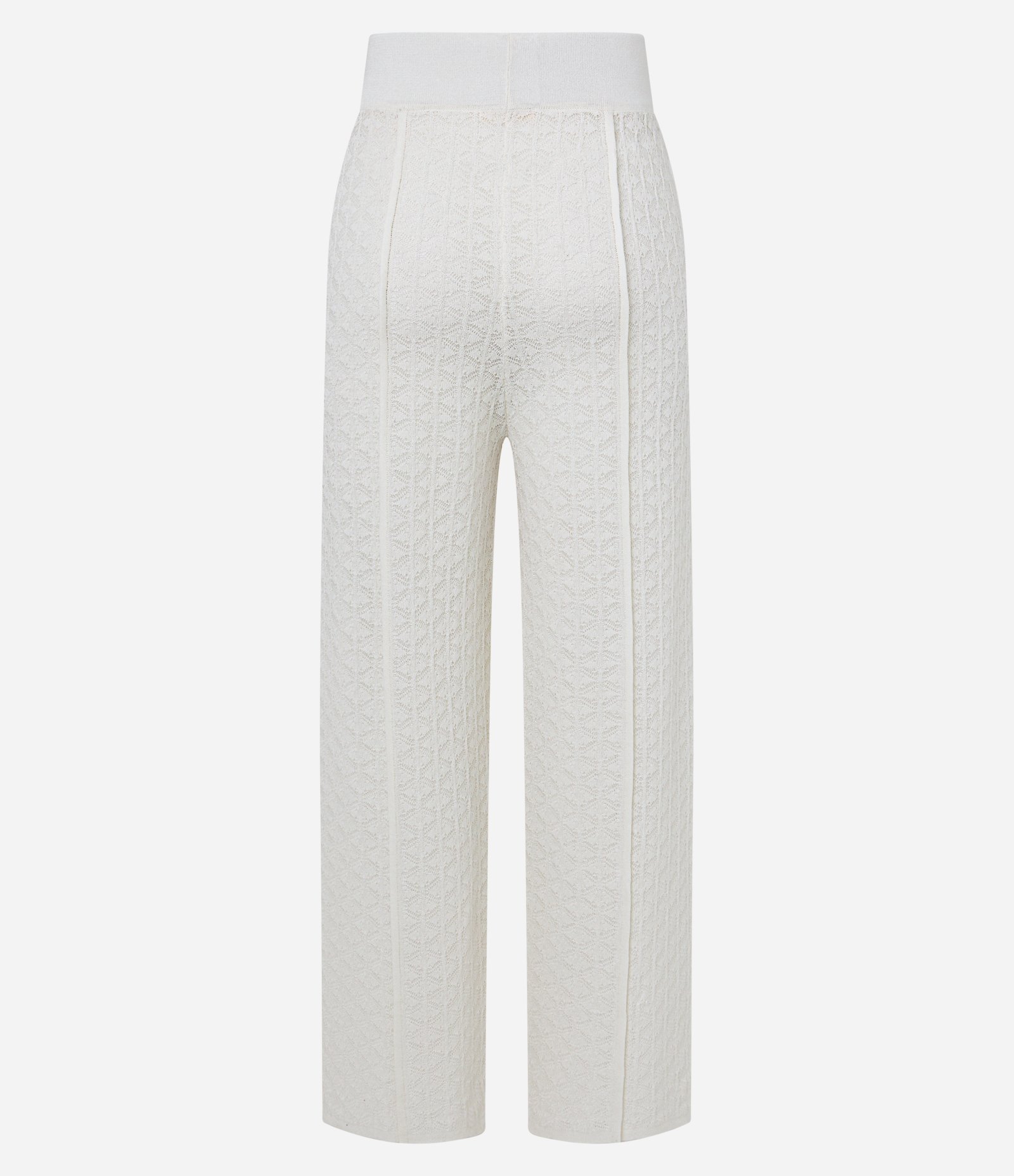 Calça Reta Texturizada em Tricô com Fenda Frontal Off White 7