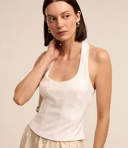 Blusa Frente Única Alfaiatada com Recortes