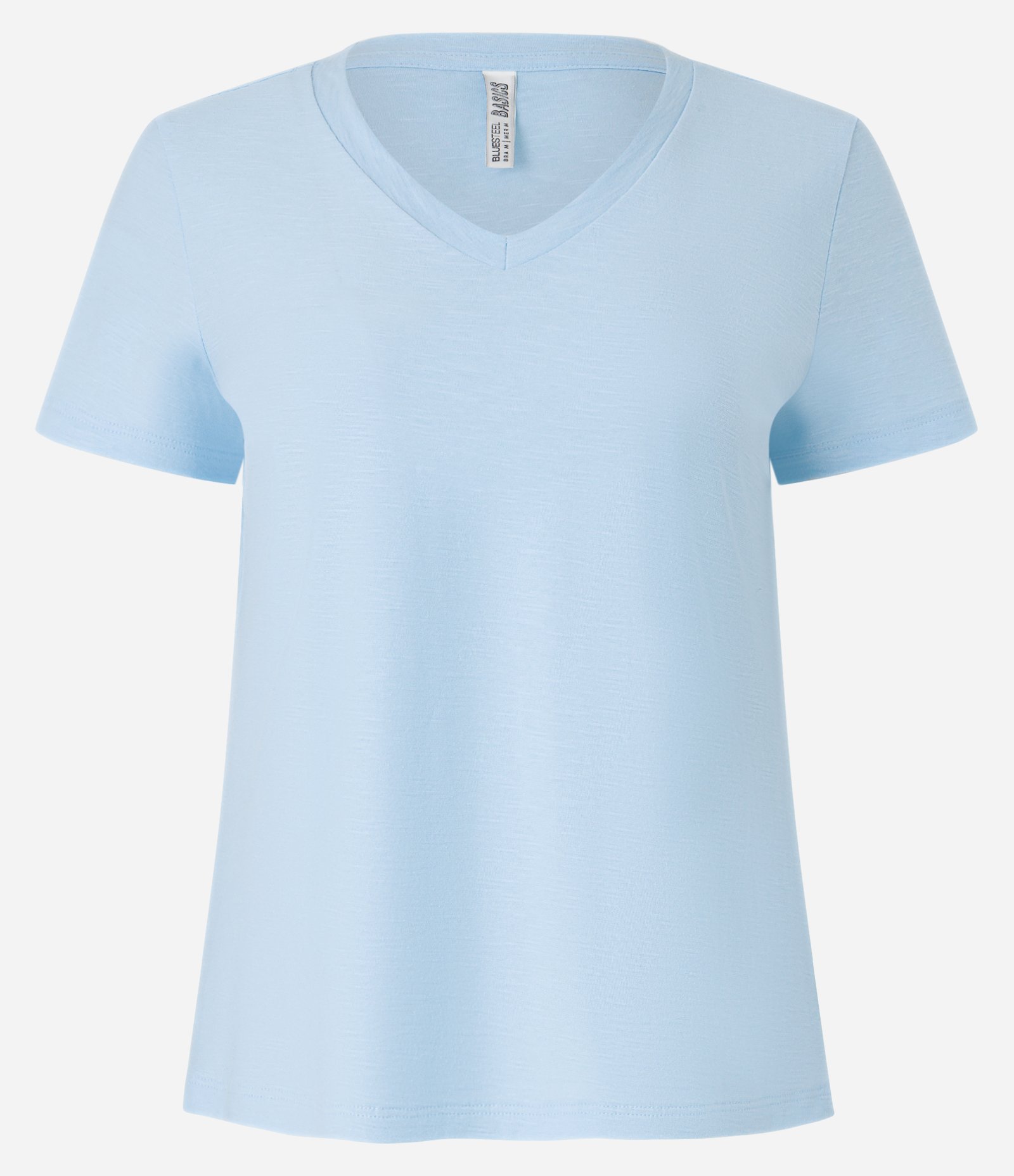 Blusa T-shirt em Algodão Flame com Gola V Azul 4