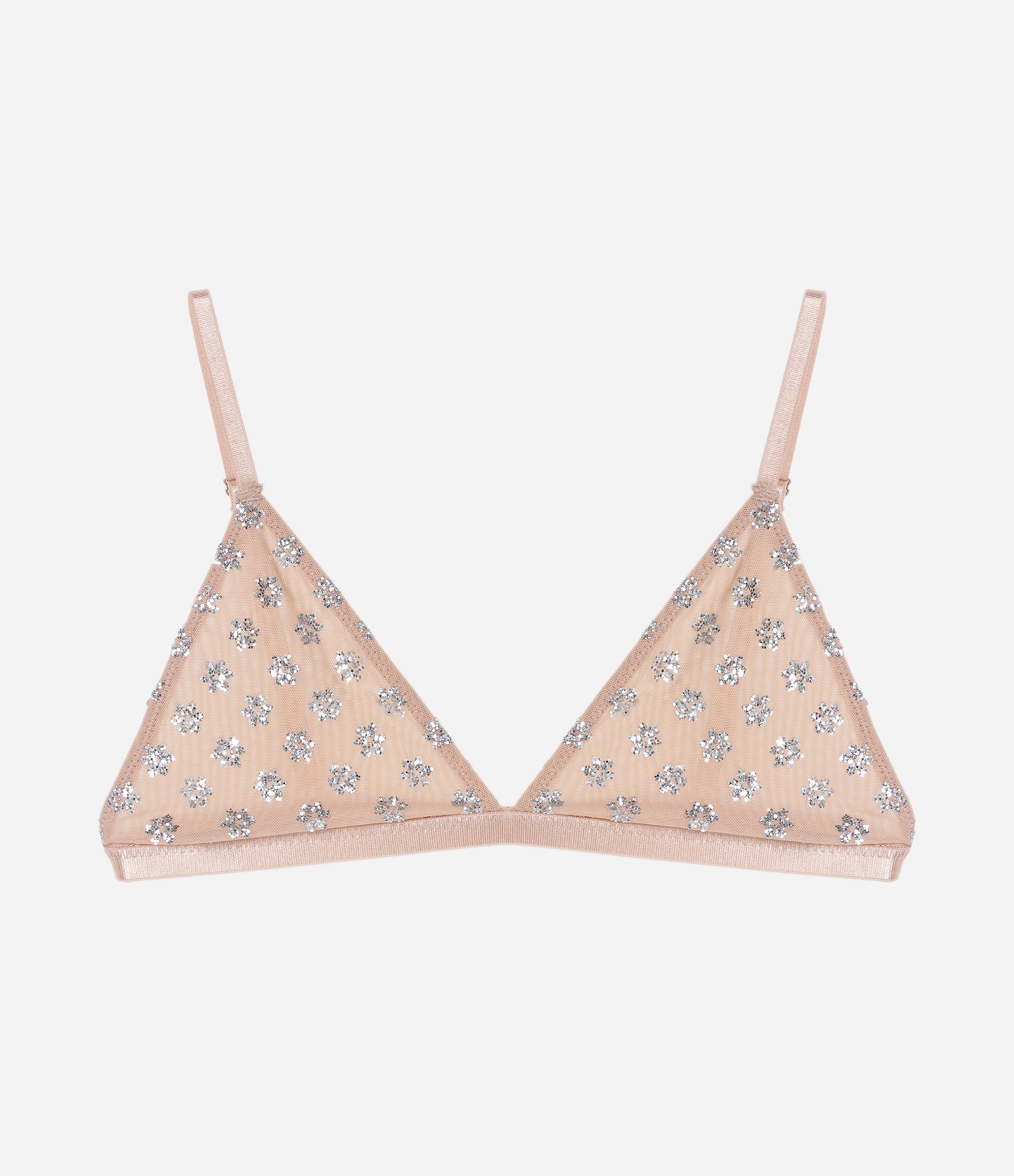 Sutiã Top em Tule sem Bojo e com Glitter Bege 4