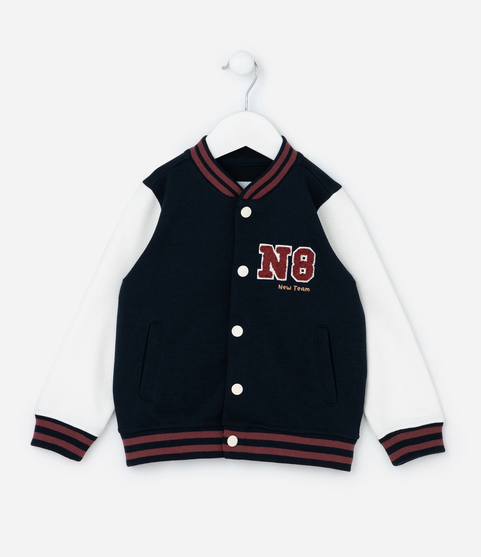 Jaqueta Bomber Infantil com Mangas Contrastantes - Tam 1 a 6 Anos Azul/Branco 1