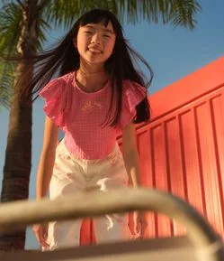 Blusa Cropped Infantil com Textura e Babado nas Cavas - Tam 5 a 14 Anos