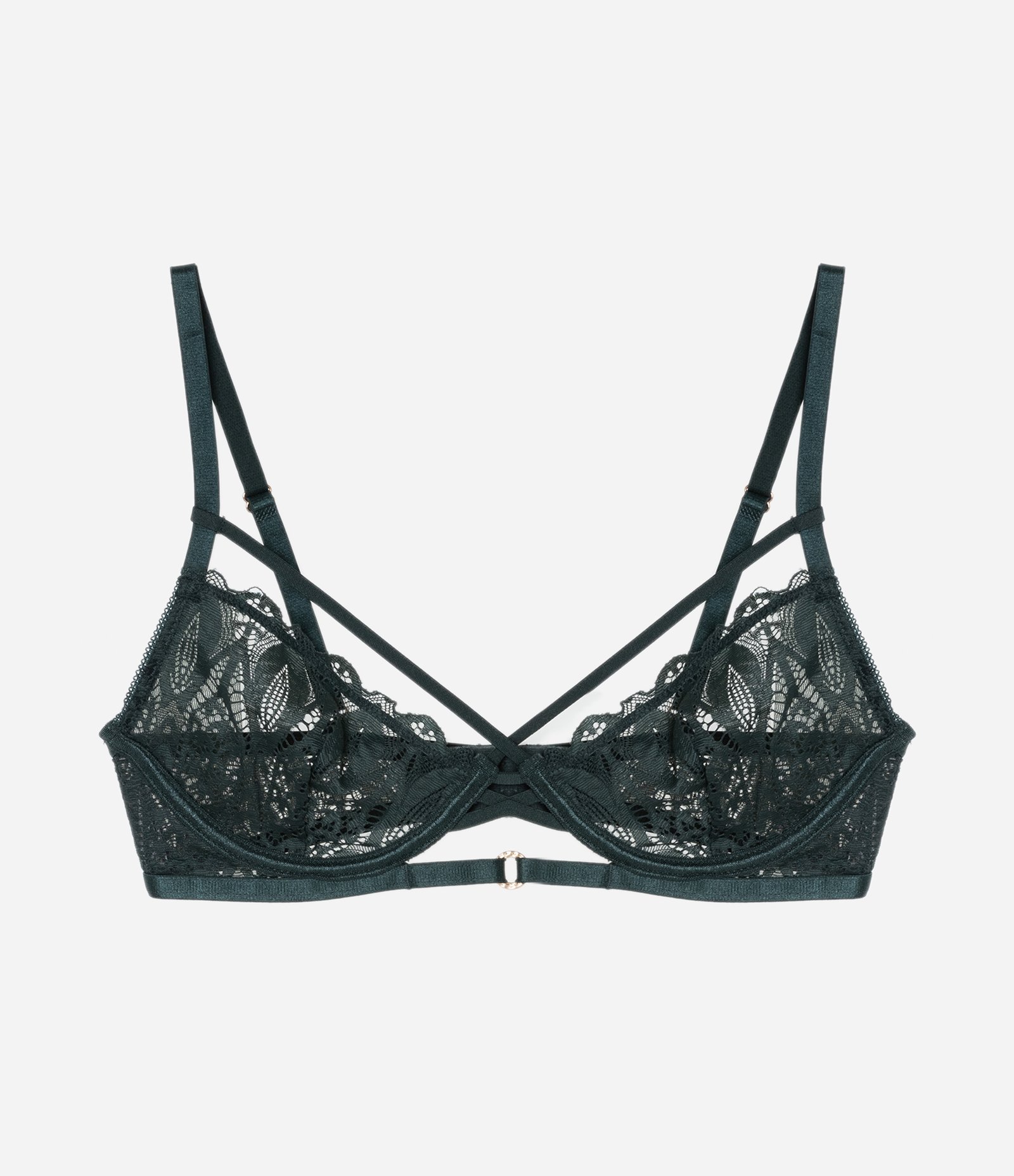 Sutiã sem Bojo com Aro em Renda Floral Verde 4
