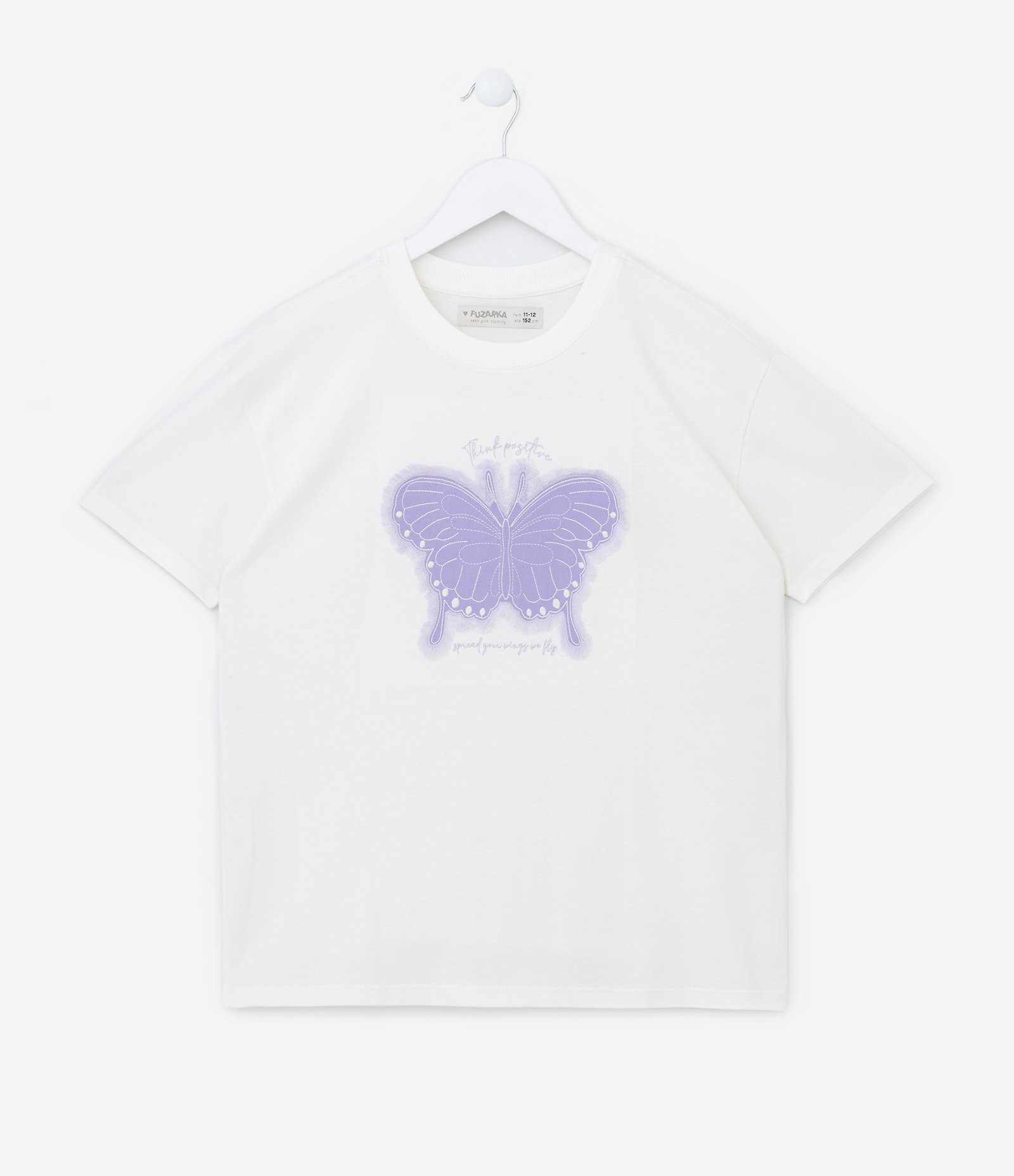 Blusa Infantil em Algodão com Bordado de Borboleta - Tam 7 a 14 Anos Branco Neve 1