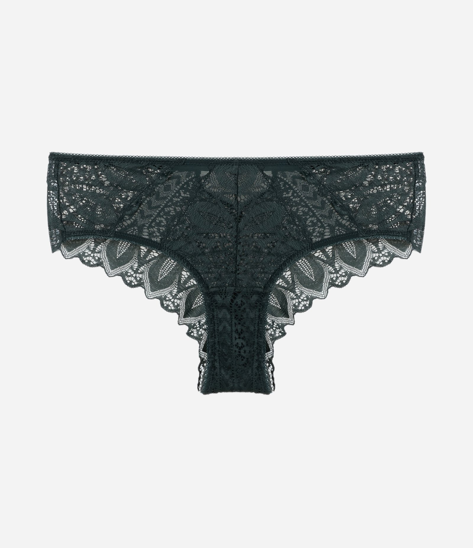 Calcinha Boyshort em Renda Floral com Detalhe Metalizado Verde 6